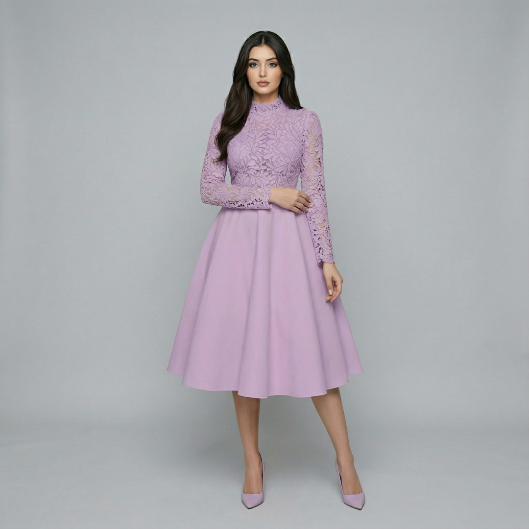 Women’s Lace Long Sleeve Midi Dress