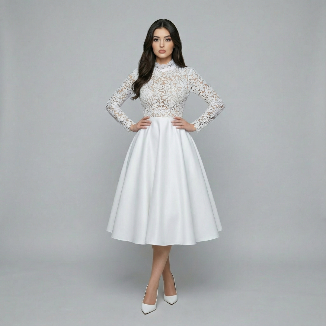 Women’s Lace Long Sleeve Midi Dress