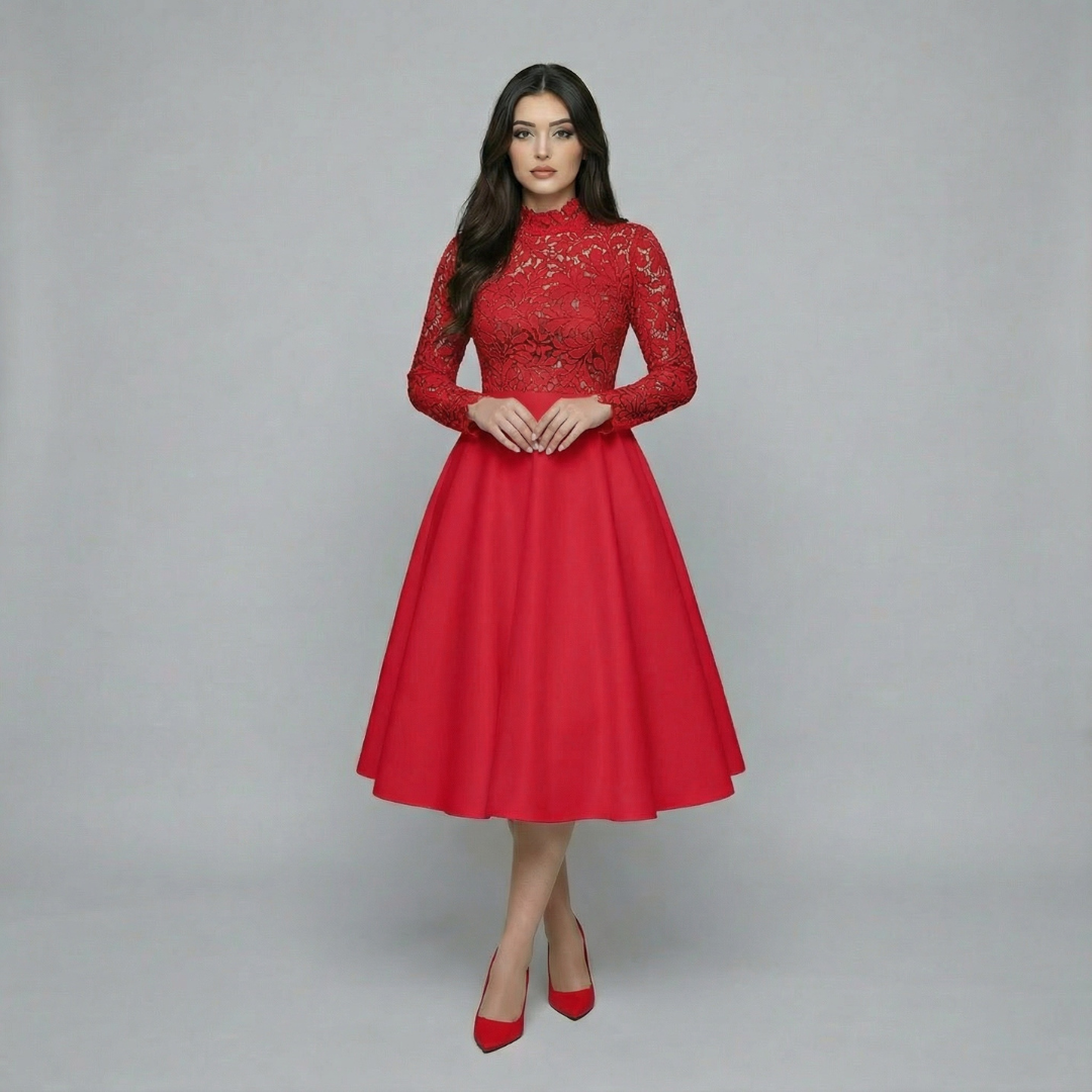 Women’s Lace Long Sleeve Midi Dress
