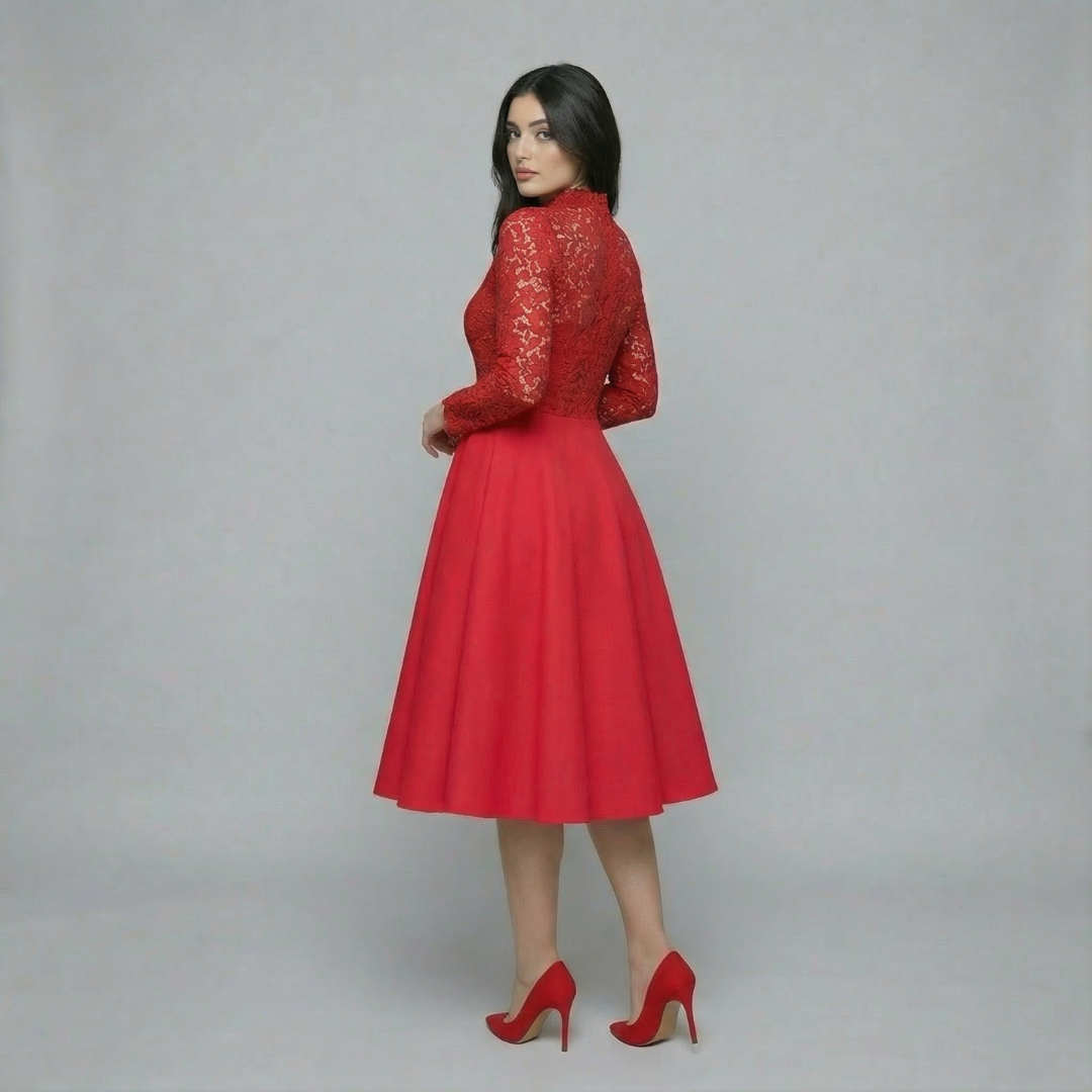 Women’s Lace Long Sleeve Midi Dress