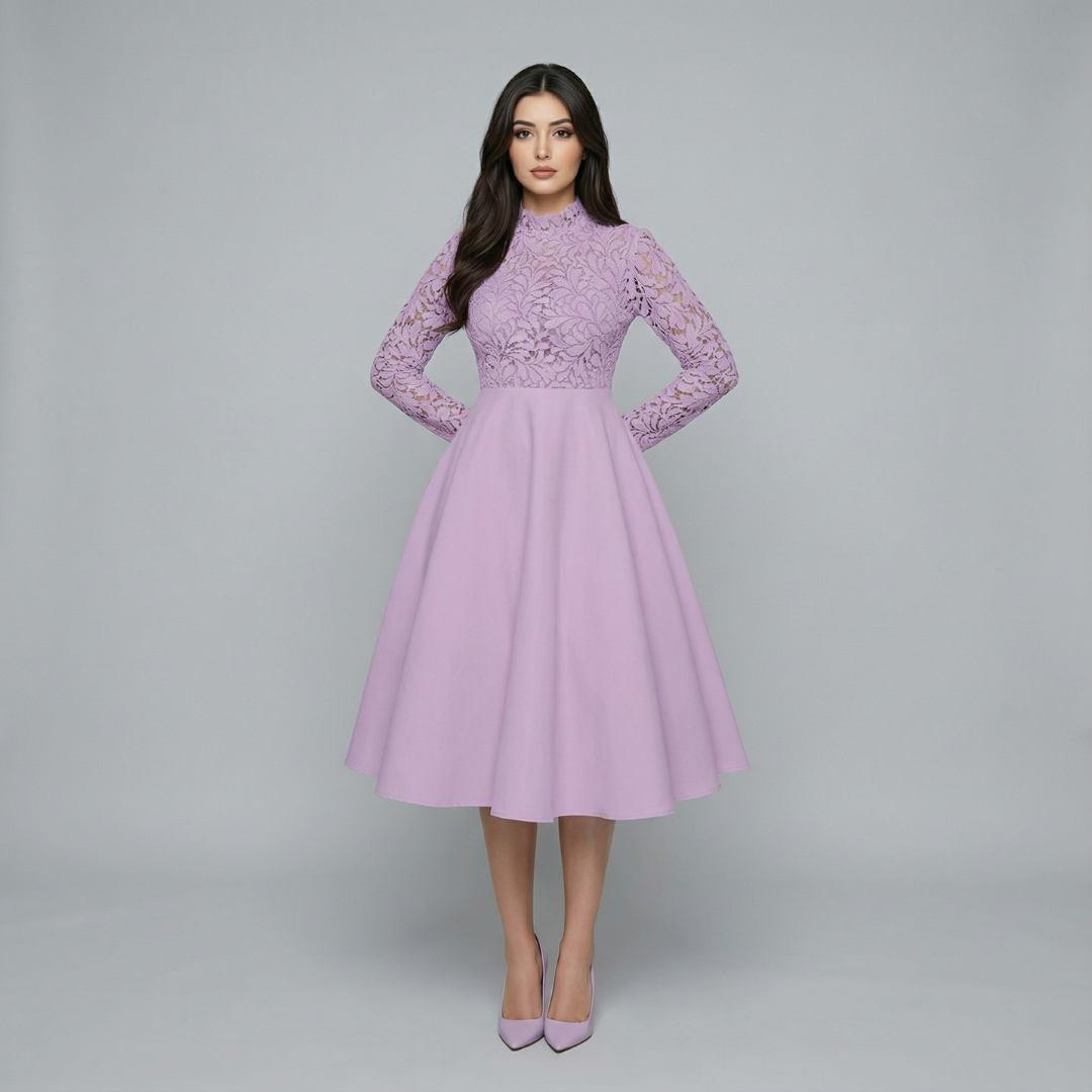 Women’s Lace Long Sleeve Midi Dress